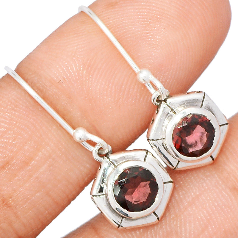 1.1" Garnet Faceted Earrings - GNFE764