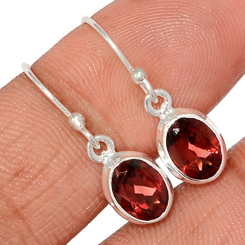 1" Garnet Faceted Earrings - GNFE768