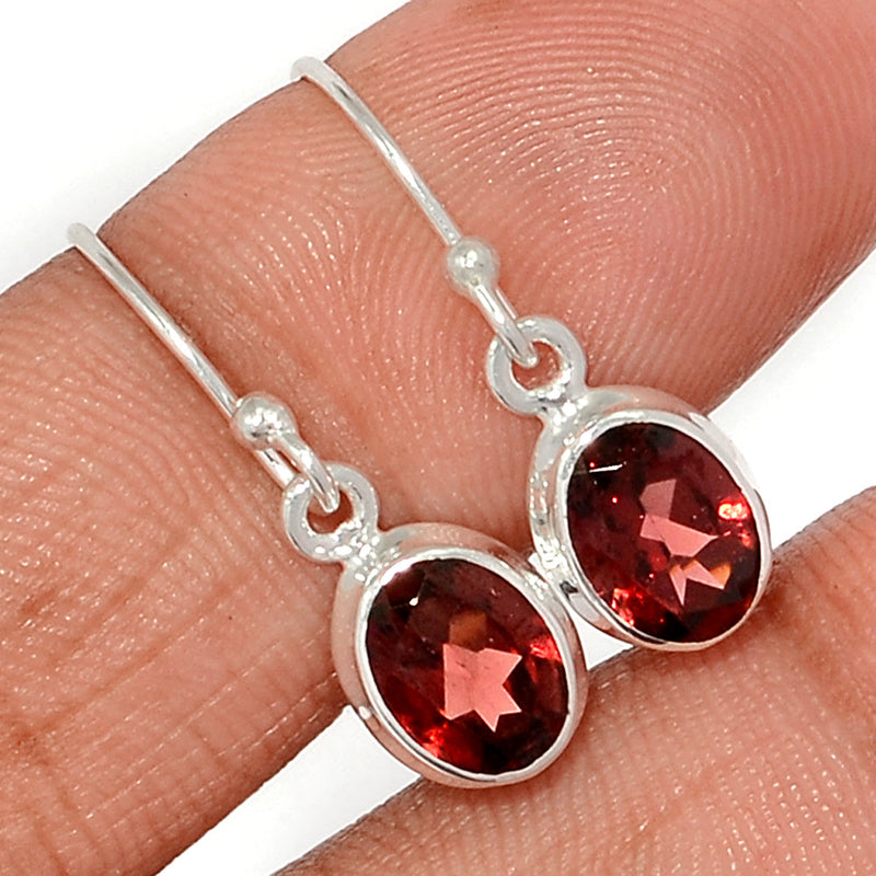 1" Garnet Faceted Earrings - GNFE773