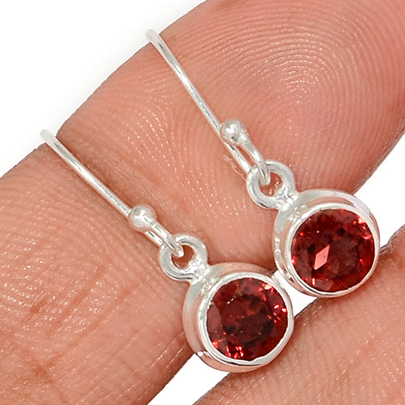 1" Garnet Faceted Earrings - GNFE786