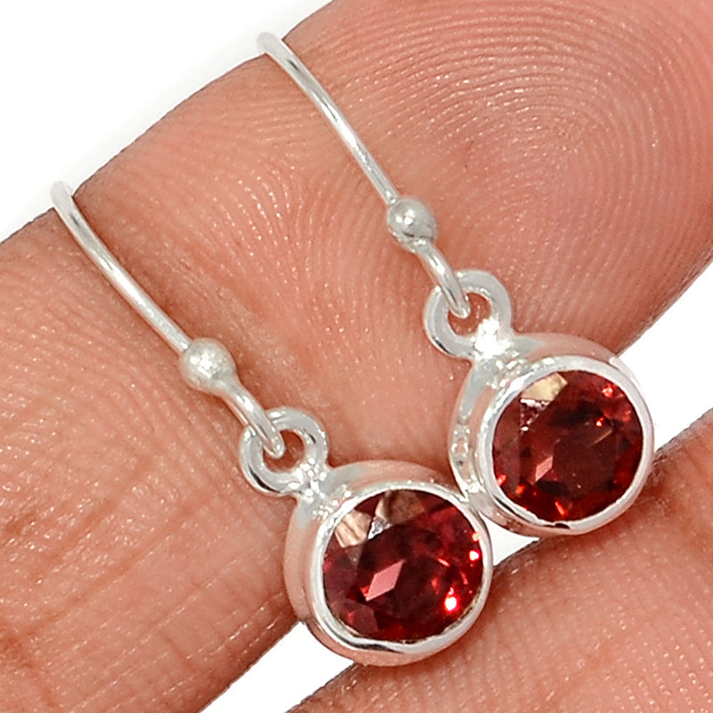 1" Garnet Faceted Earrings - GNFE787