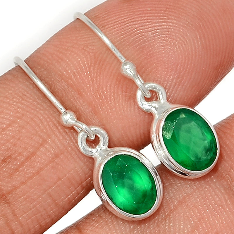 1.1" Green Onyx Faceted Earrings - GOFE170