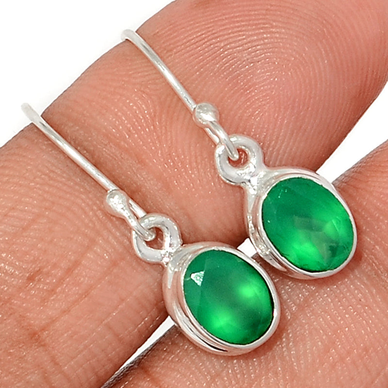 1.1" Green Onyx Faceted Earrings - GOFE180