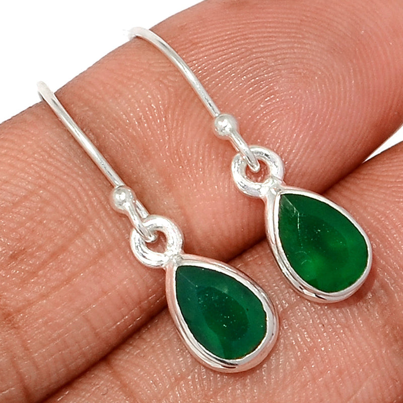 1.1" Green Onyx Faceted Earrings - GOFE187