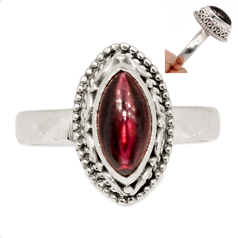 Fine Filigree - Garnet Cabochon Ring - GRCR1004
