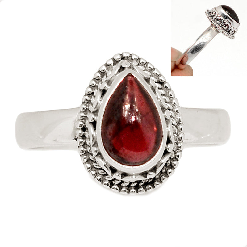 Fine Filigree - Garnet Cabochon Ring - GRCR1009