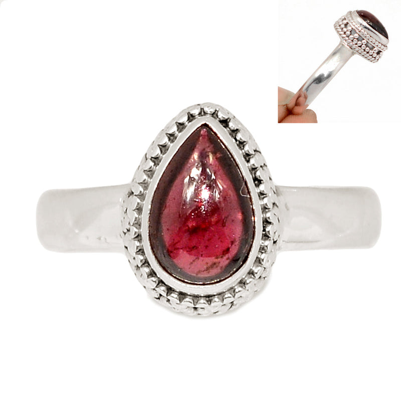 Fine Filigree - Garnet Cabochon Ring - GRCR1015