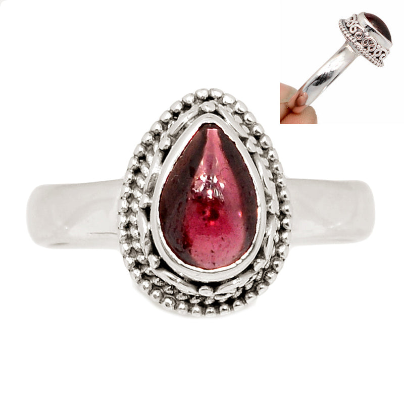 Fine Filigree - Garnet Cabochon Ring - GRCR994