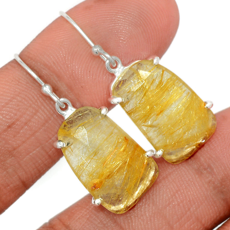 1.5" Golden Rutile Faceted Earrings - GRFE122