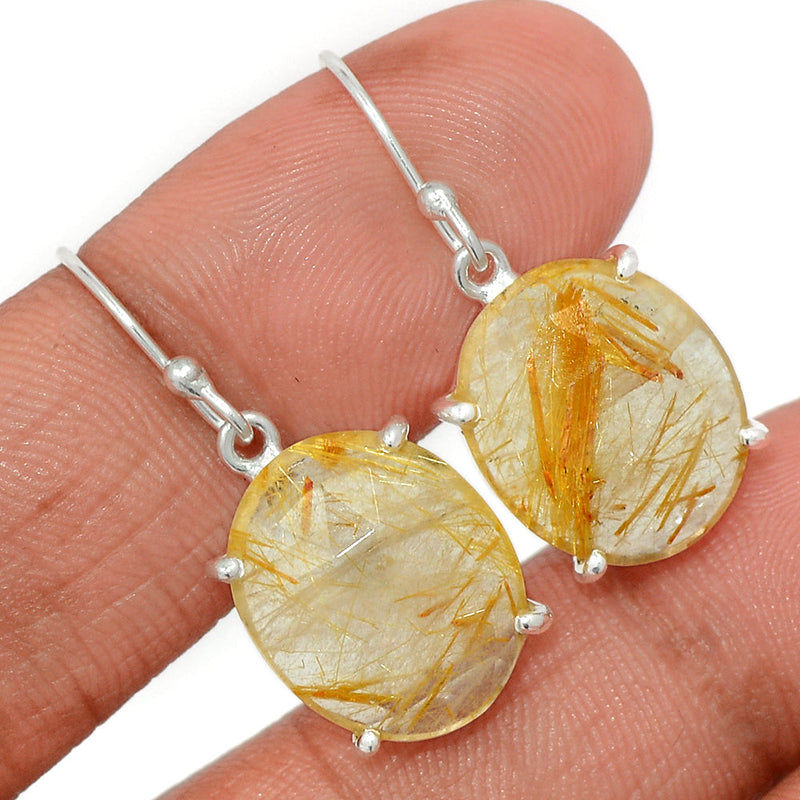 1.2" Golden Rutile Faceted Earrings - GRFE126