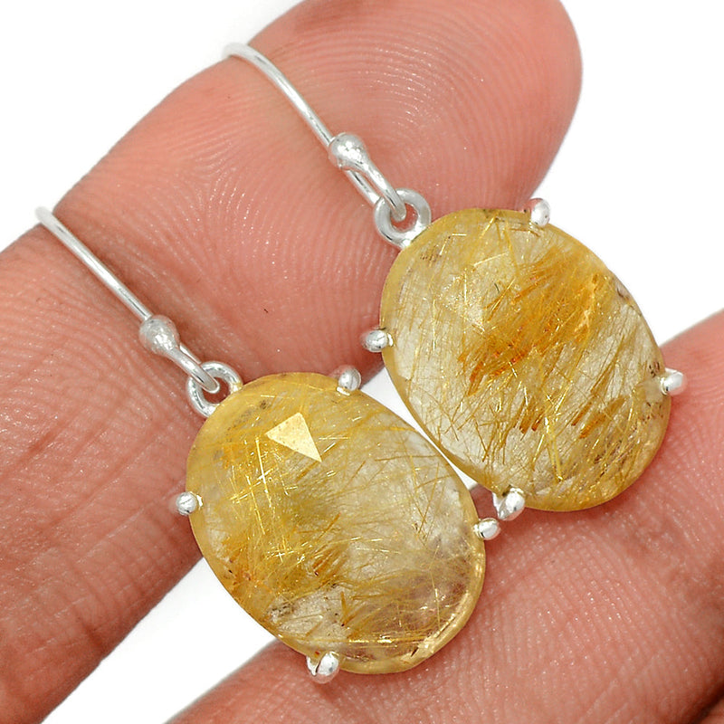 1.3" Golden Rutile Faceted Earrings - GRFE130