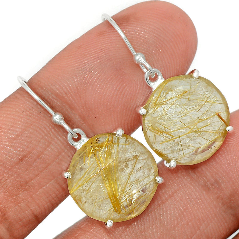 1.2" Golden Rutile Faceted Earrings - GRFE134