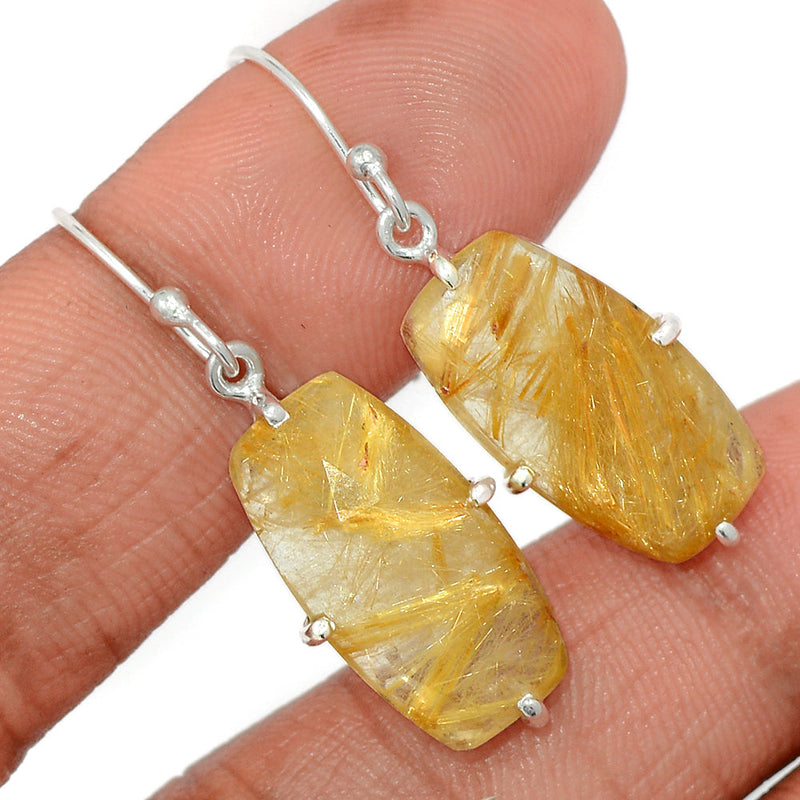 1.5" Claw - Golden Rutile Faceted Earrings - GRFE139
