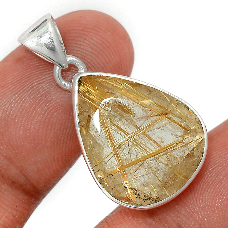 1.2" Golden Rutile Faceted Pendants - GRFP469