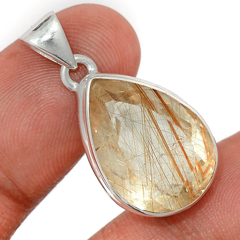 1.2" Golden Rutile Faceted Pendants - GRFP472