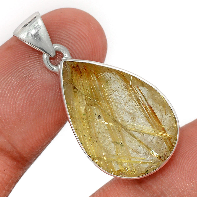 1.3" Golden Rutile Faceted Pendants - GRFP474