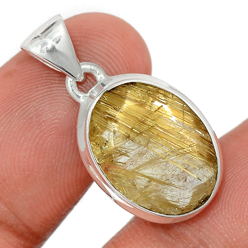 1.1" Golden Rutile Faceted Pendants - GRFP475