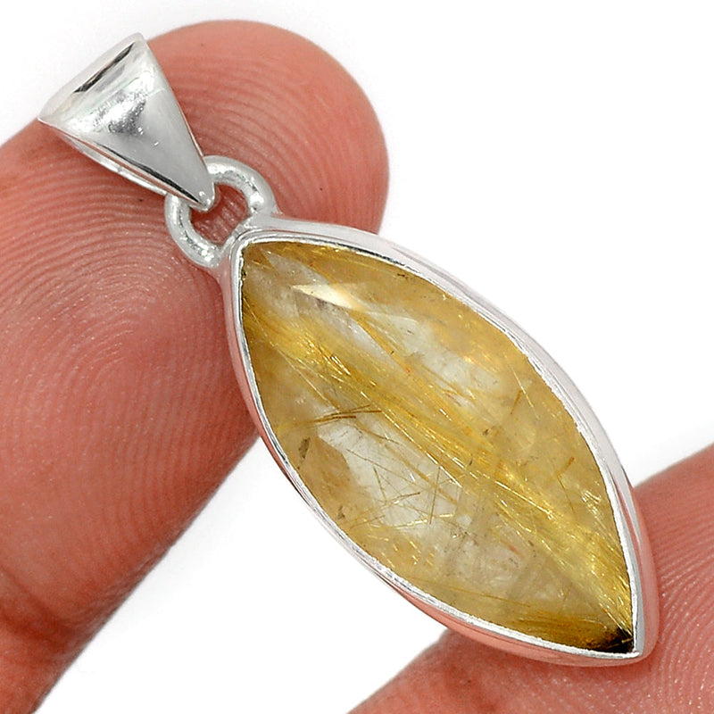 1.3" Golden Rutile Faceted Pendants - GRFP476