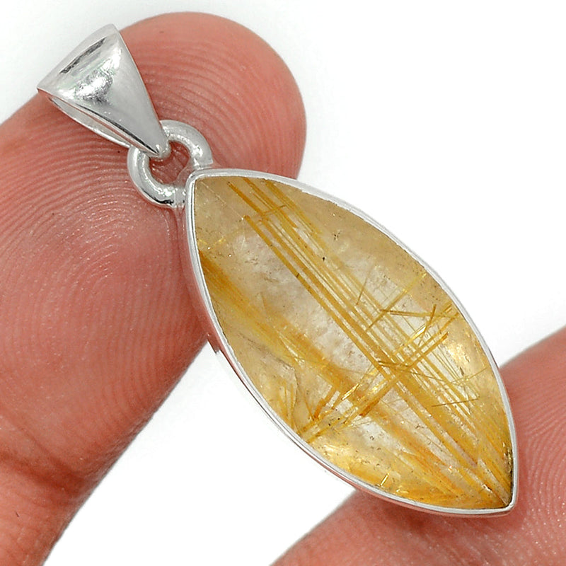 1.3" Golden Rutile Faceted Pendants - GRFP479