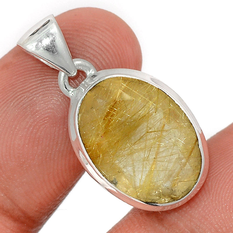 1.1" Golden Rutile Faceted Pendants - GRFP481