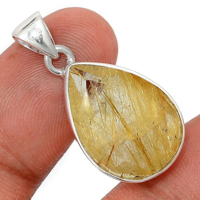 1.2" Golden Rutile Faceted Pendants - GRFP482