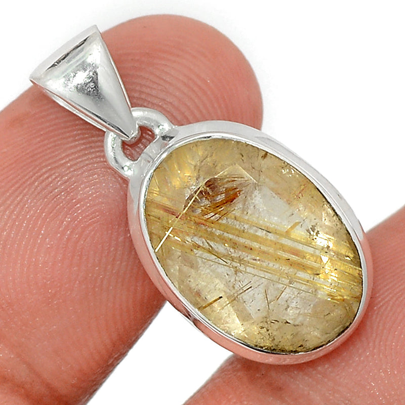 1.1" Golden Rutile Faceted Pendants - GRFP483