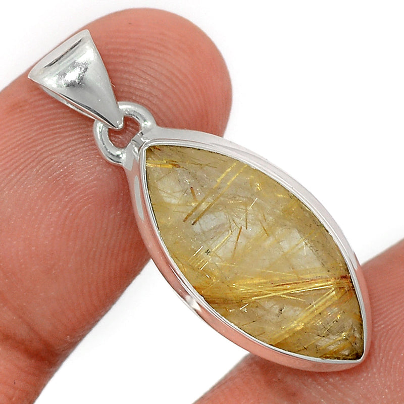 1.3" Golden Rutile Faceted Pendants - GRFP484
