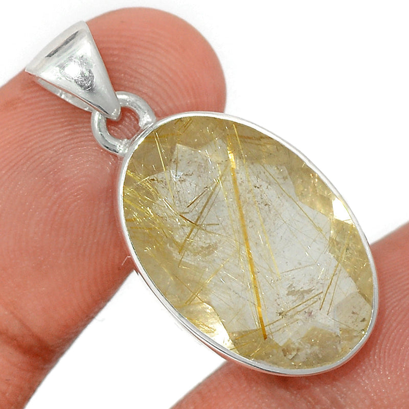 1.2" Golden Rutile Faceted Pendants - GRFP485