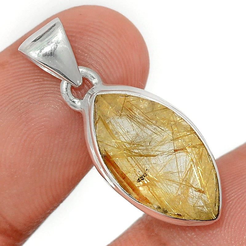 1.1" Golden Rutile Faceted Pendants - GRFP489