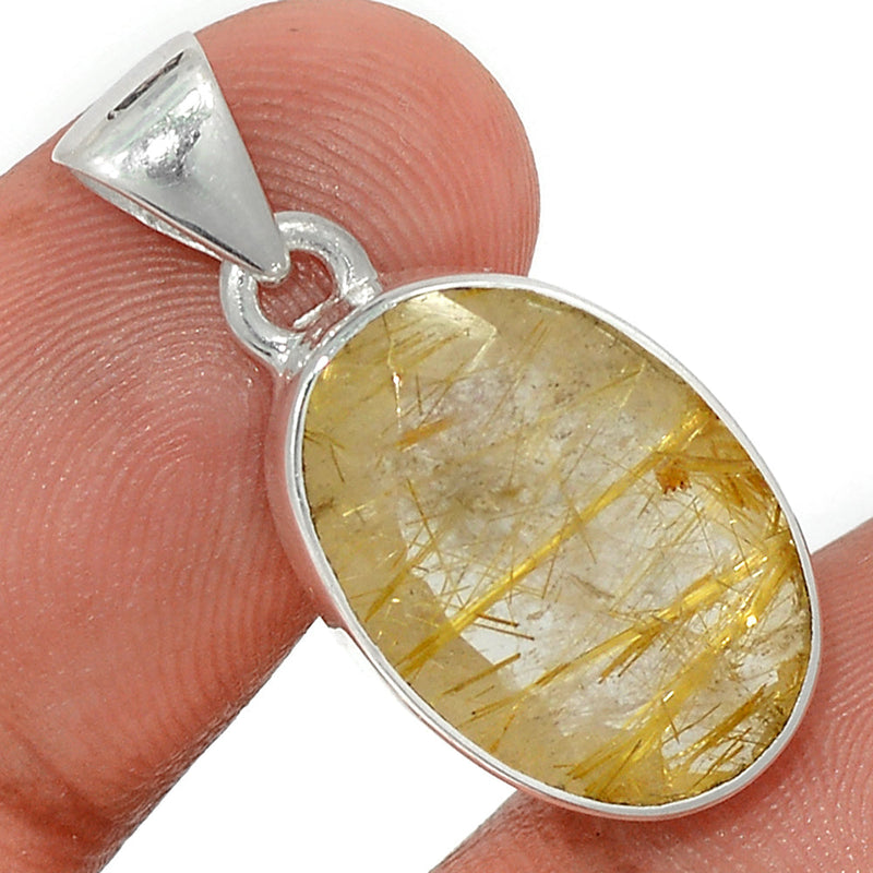 1.1" Golden Rutile Faceted Pendants - GRFP491