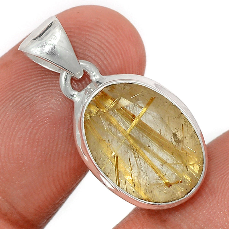 1" Golden Rutile Faceted Pendants - GRFP493