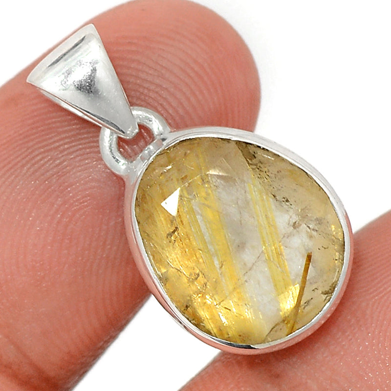 1" Golden Rutile Faceted Pendants - GRFP494