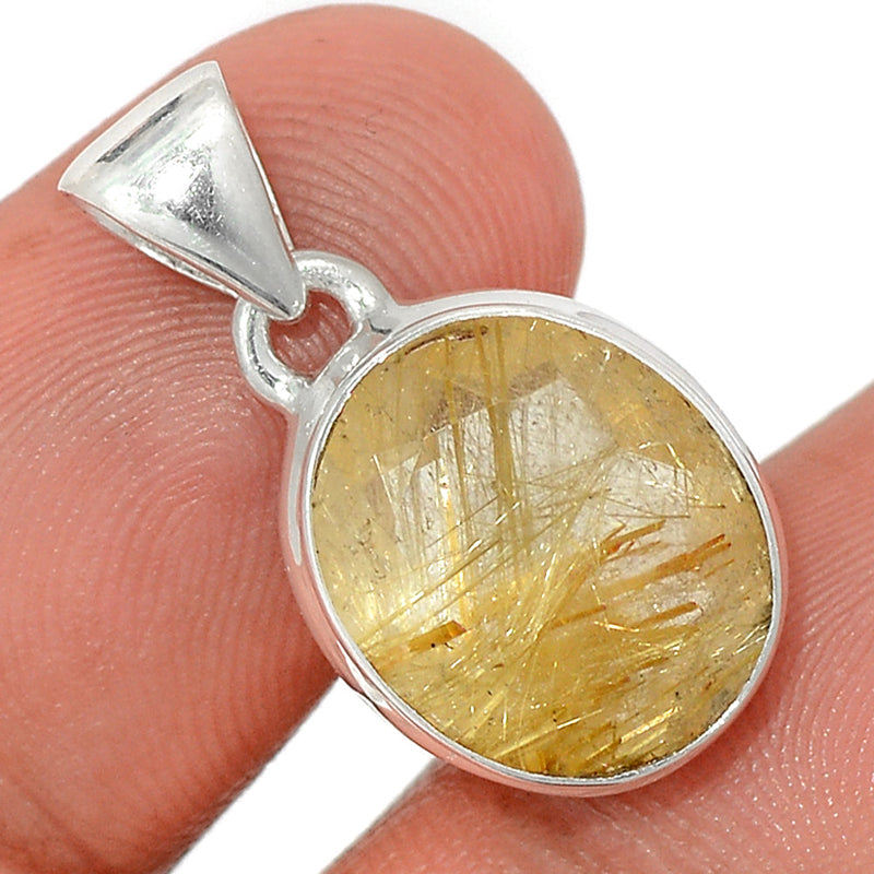 1" Golden Rutile Faceted Pendants - GRFP496