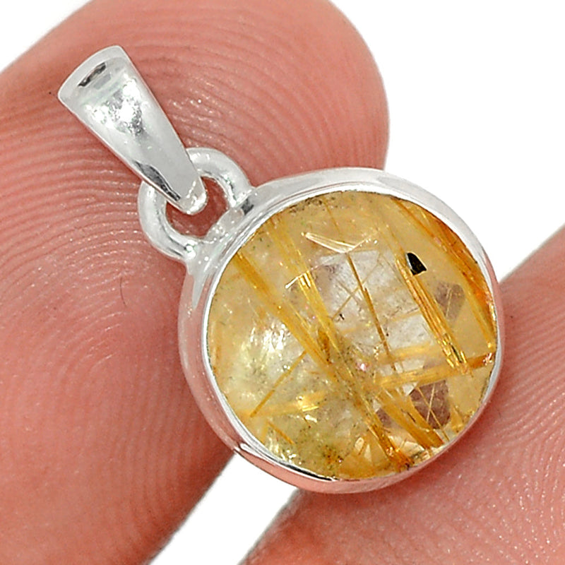0.7" Golden Rutile Faceted Pendants - GRFP503