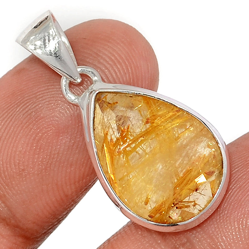 1.2" Golden Rutile Faceted Pendants - GRFP519