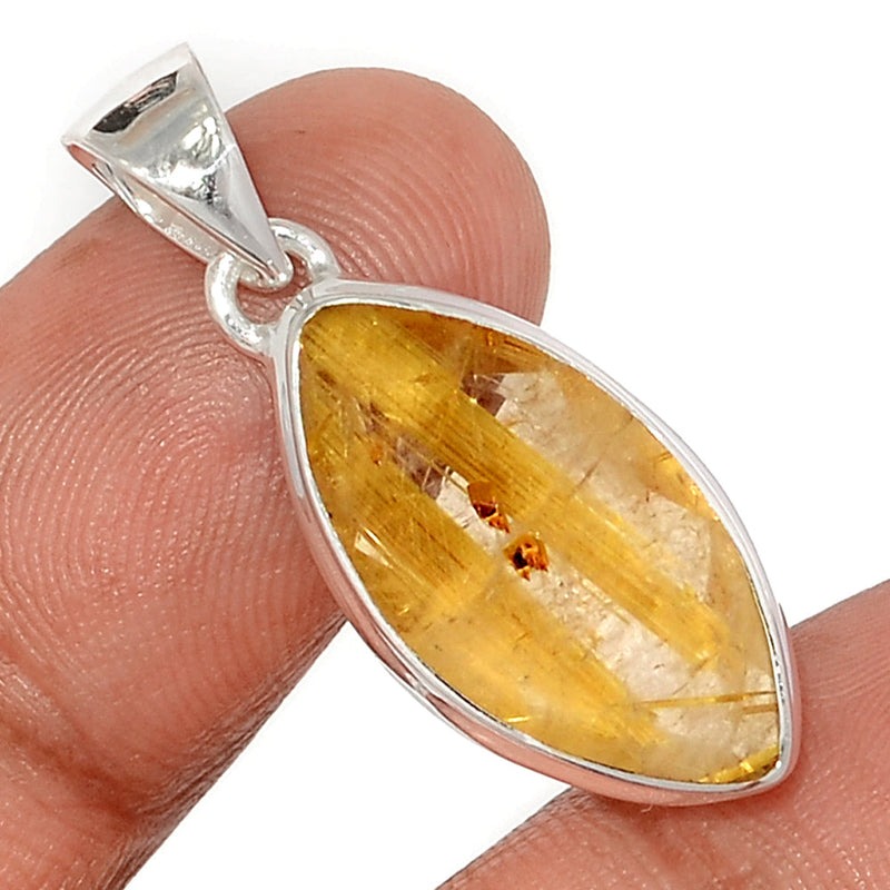 1.3" Golden Rutile Faceted Pendants - GRFP527