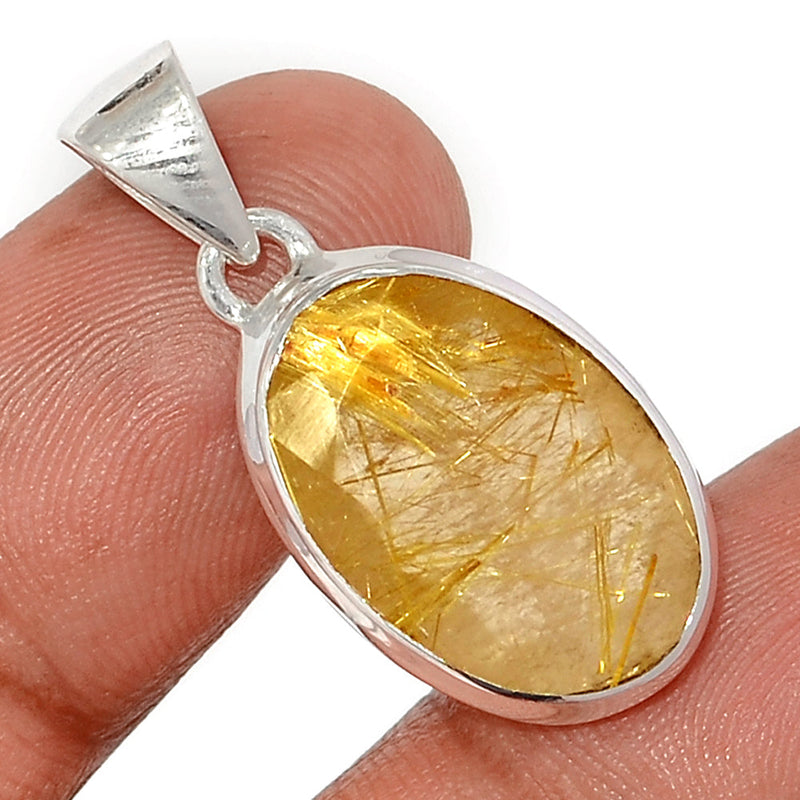 1.2" Golden Rutile Faceted Pendants - GRFP530