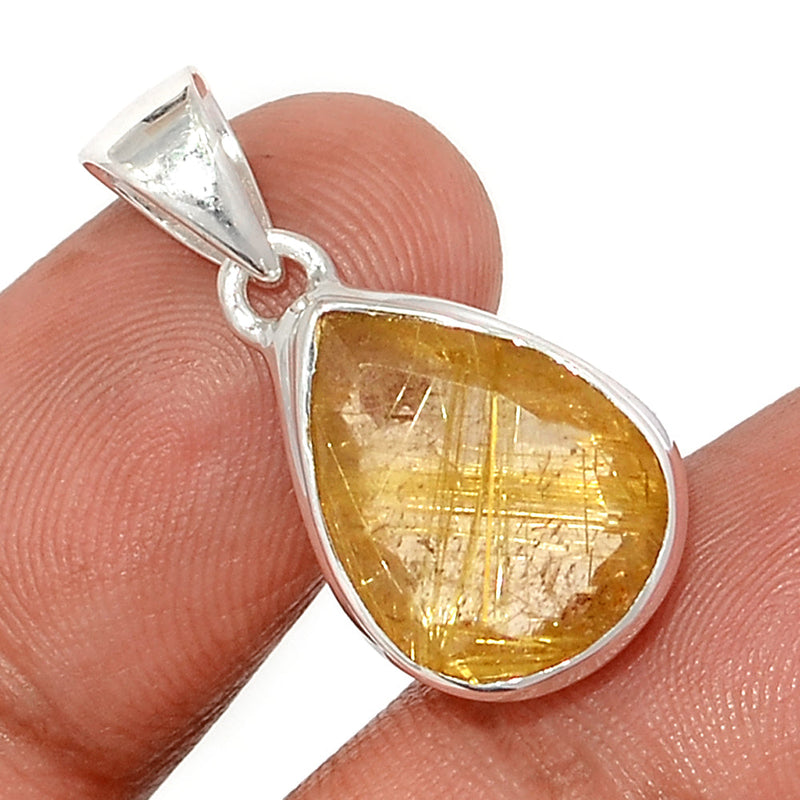1.1" Golden Rutile Faceted Pendants - GRFP544