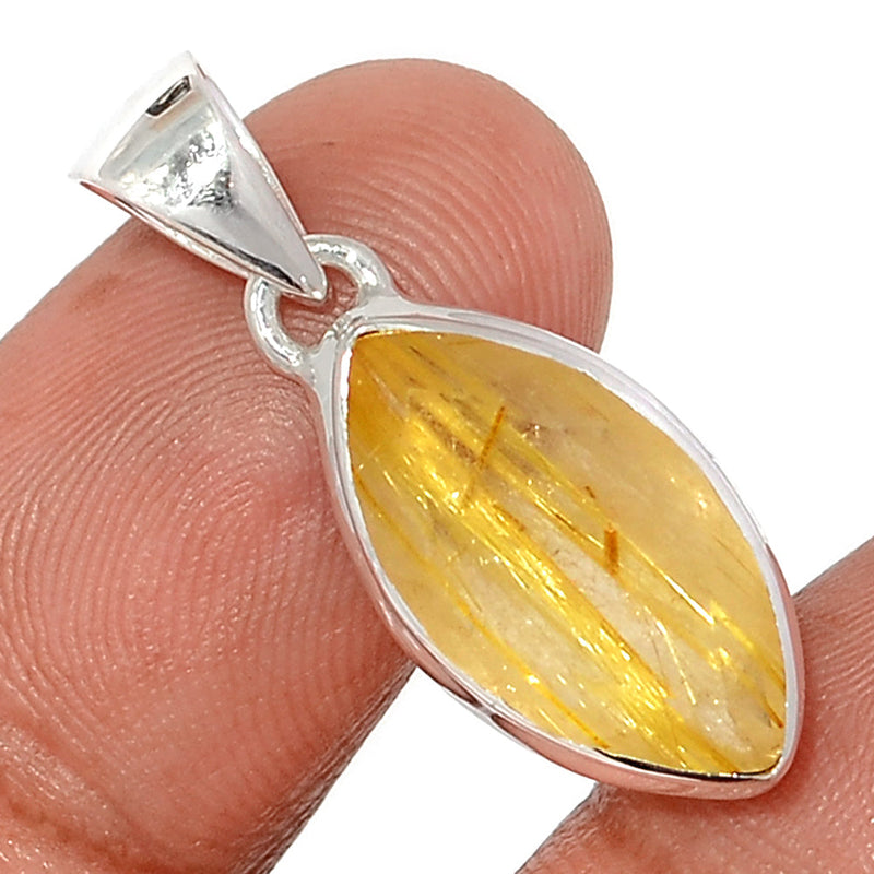 1.2" Golden Rutile Faceted Pendants - GRFP545