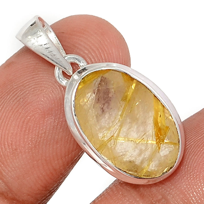 1.1" Golden Rutile Faceted Pendants - GRFP547