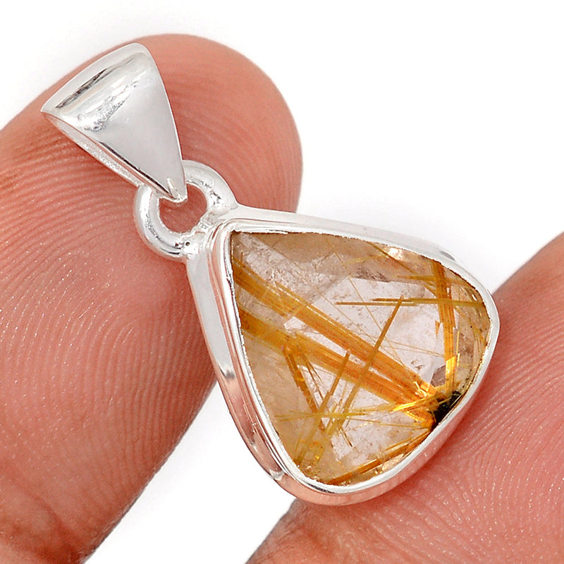 1" Golden Rutile Faceted Pendants - GRFP570