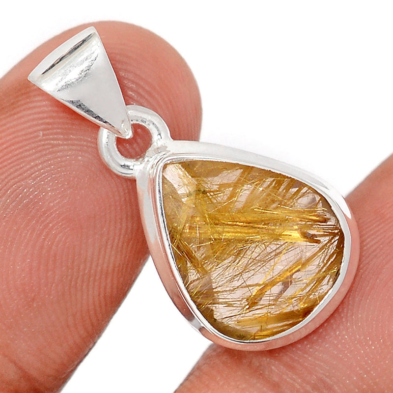1.1" Golden Rutile Faceted Pendants - GRFP572