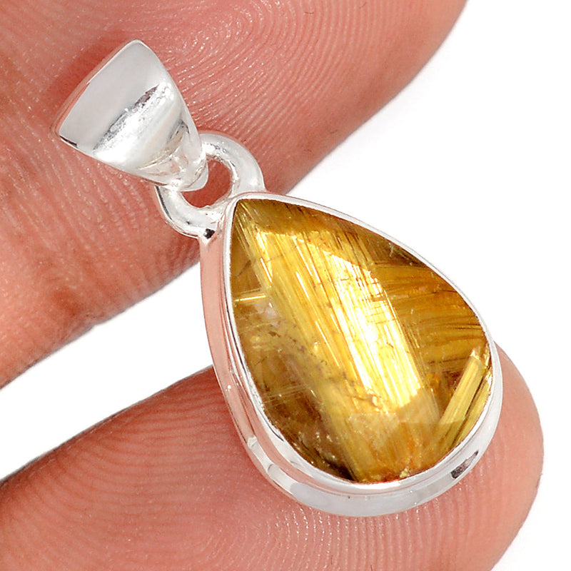 1" Golden Rutile Faceted Pendants - GRFP573