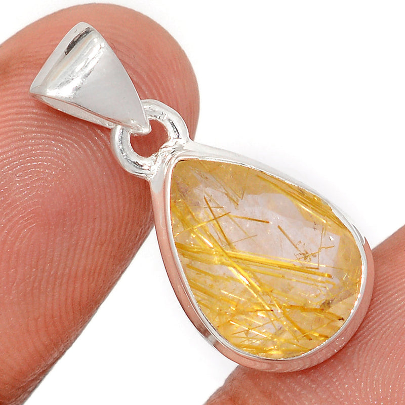 1.1" Golden Rutile Faceted Pendants - GRFP576