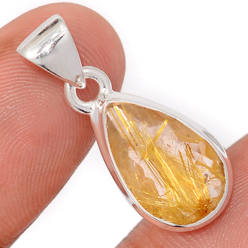 1.1" Golden Rutile Faceted Pendants - GRFP577