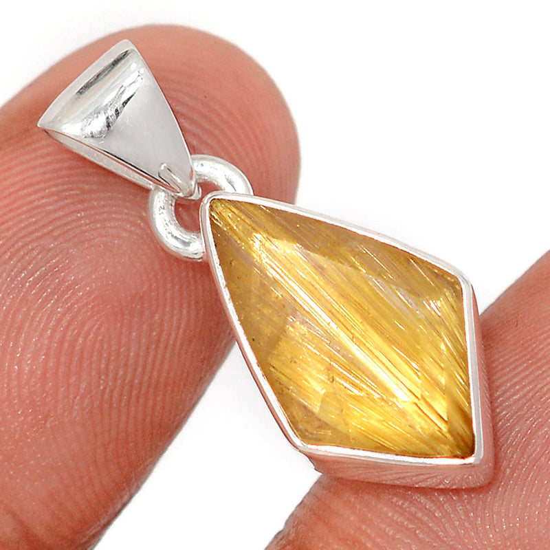 1.1" Golden Rutile Faceted Pendants - GRFP578