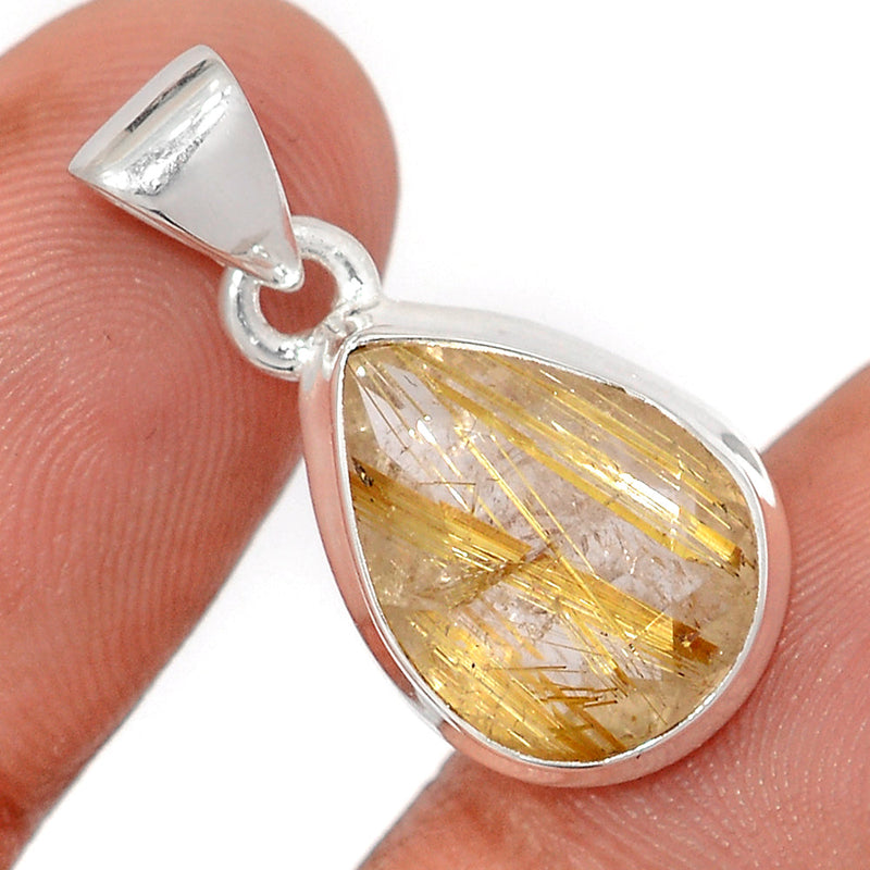 1.1" Golden Rutile Faceted Pendants - GRFP579