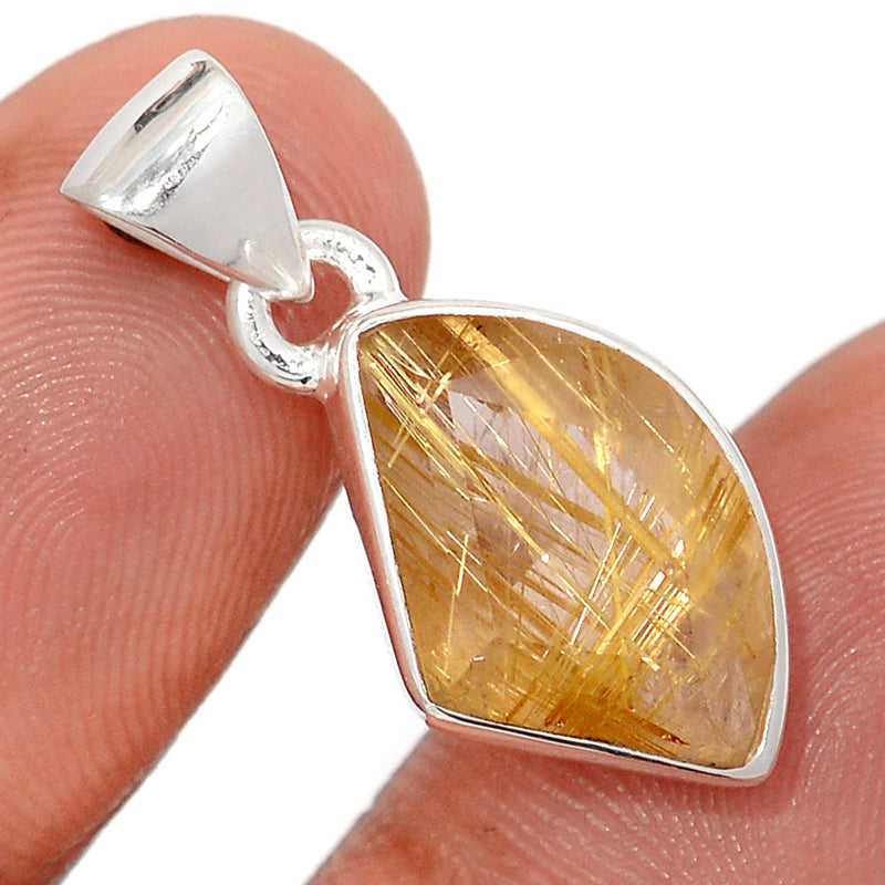 1.1" Golden Rutile Faceted Pendants - GRFP581