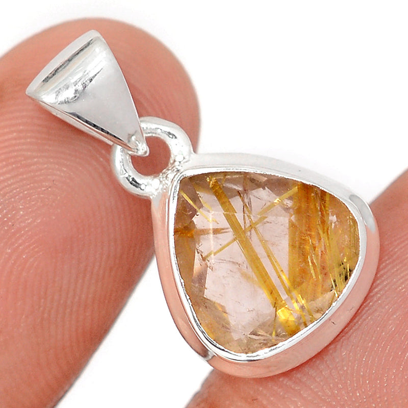 1" Golden Rutile Faceted Pendants - GRFP582