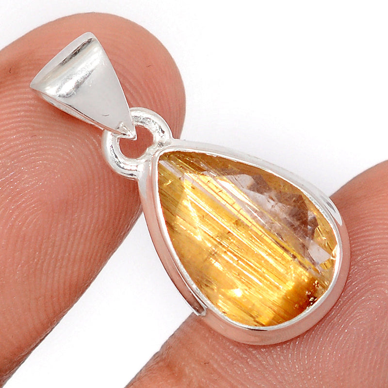 1.1" Golden Rutile Faceted Pendants - GRFP583